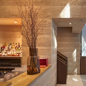 Rammed earth finishes at Sticks N Sushi