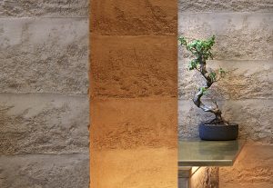 The beautiful rammed earth effect wall finish